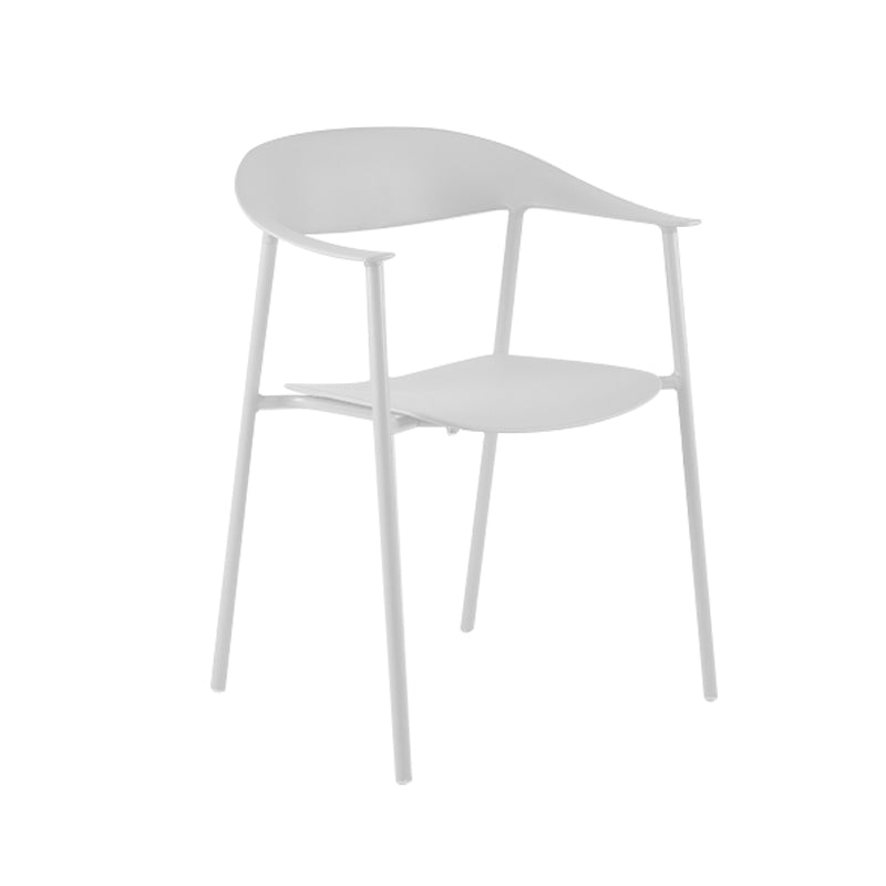Modern Open Back Side Chair Plastic Dining Chair with Metal Base