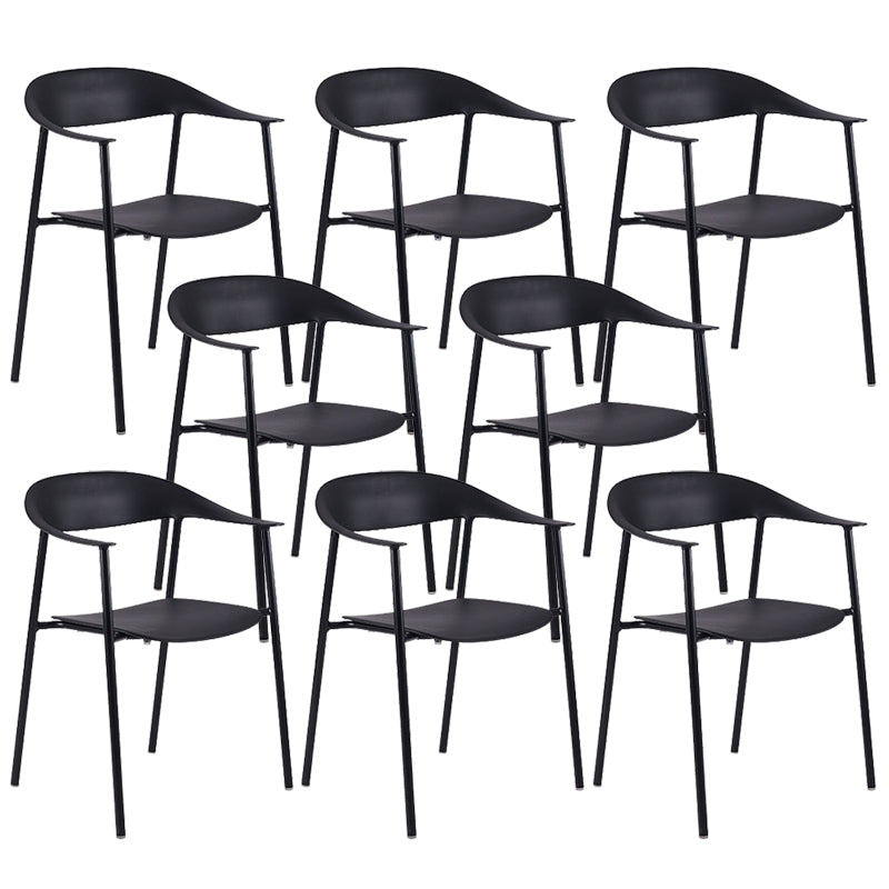 Modern Open Back Side Chair Plastic Dining Chair with Metal Base