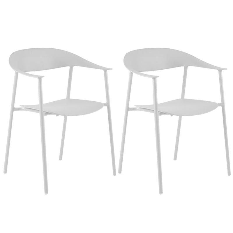 Modern Open Back Side Chair Plastic Dining Chair with Metal Base