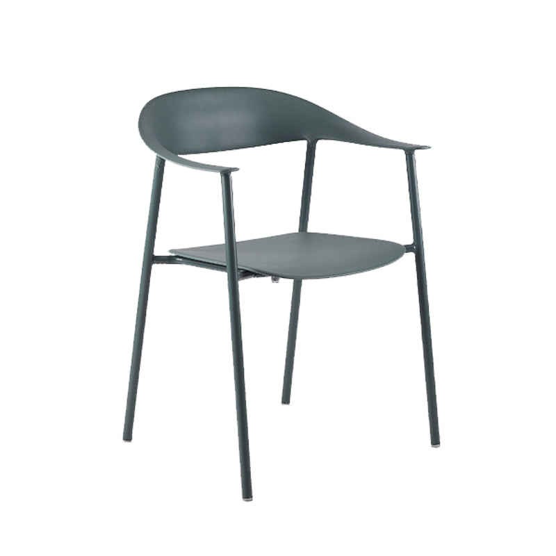 Modern Open Back Side Chair Plastic Dining Chair with Metal Base