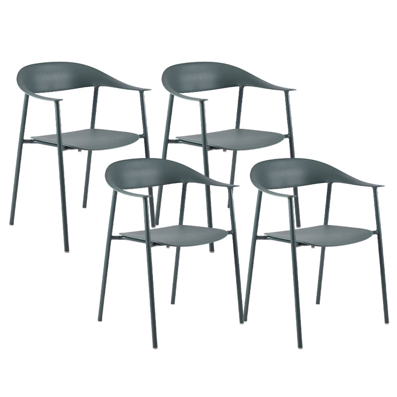 Modern Open Back Side Chair Plastic Dining Chair with Metal Base