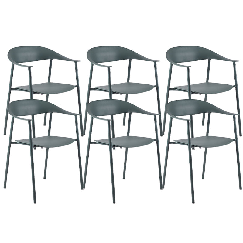 Modern Open Back Side Chair Plastic Dining Chair with Metal Base
