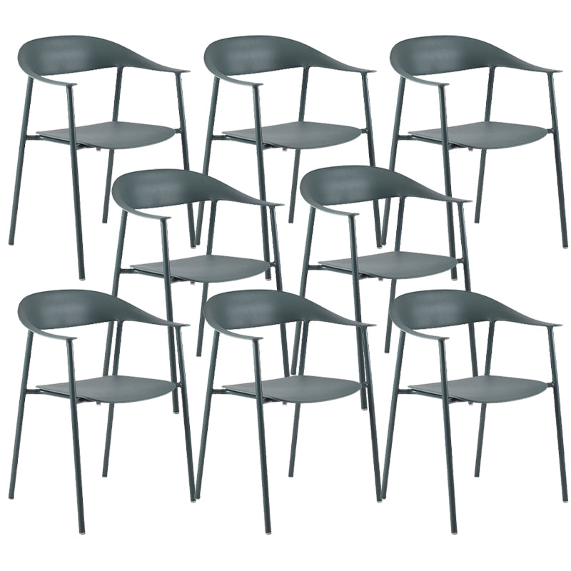 Modern Open Back Side Chair Plastic Dining Chair with Metal Base