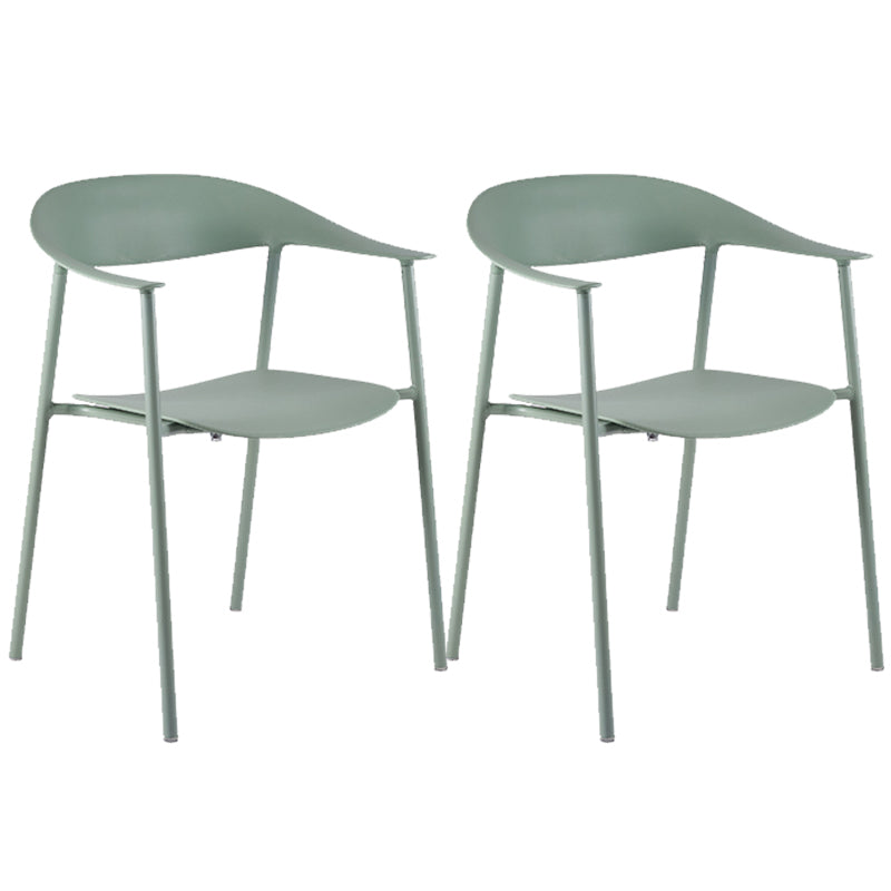 Modern Open Back Side Chair Plastic Dining Chair with Metal Base