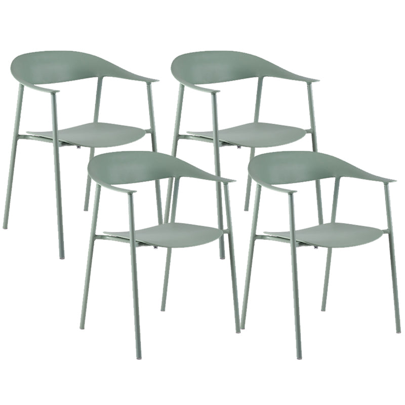 Modern Open Back Side Chair Plastic Dining Chair with Metal Base