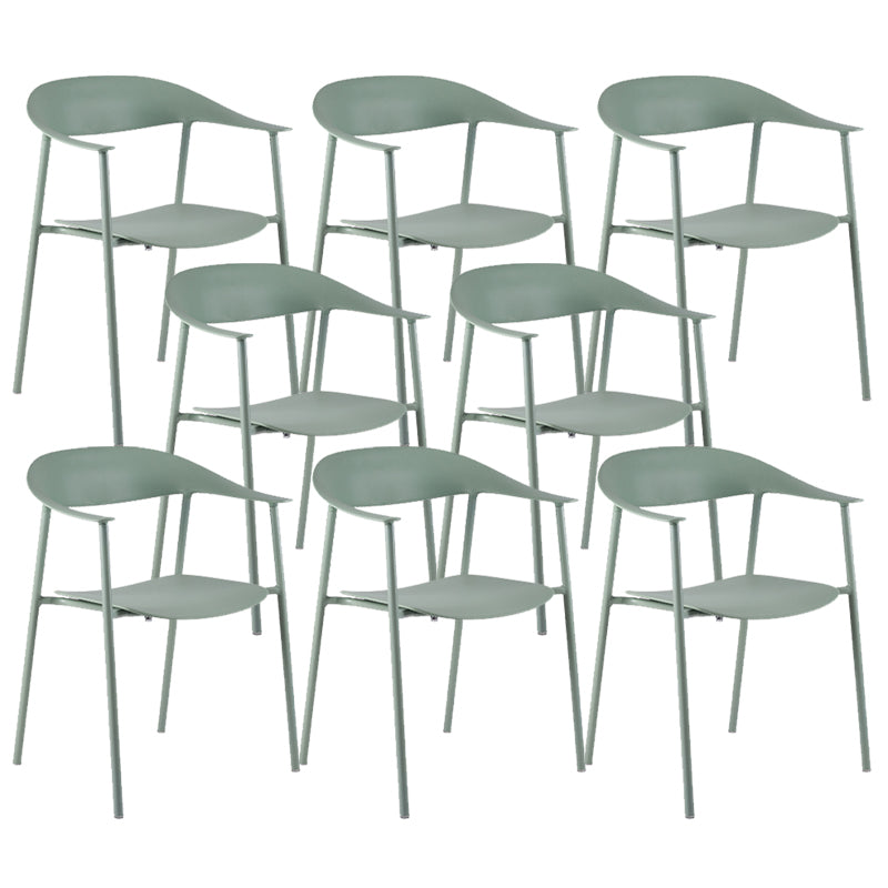 Modern Open Back Side Chair Plastic Dining Chair with Metal Base