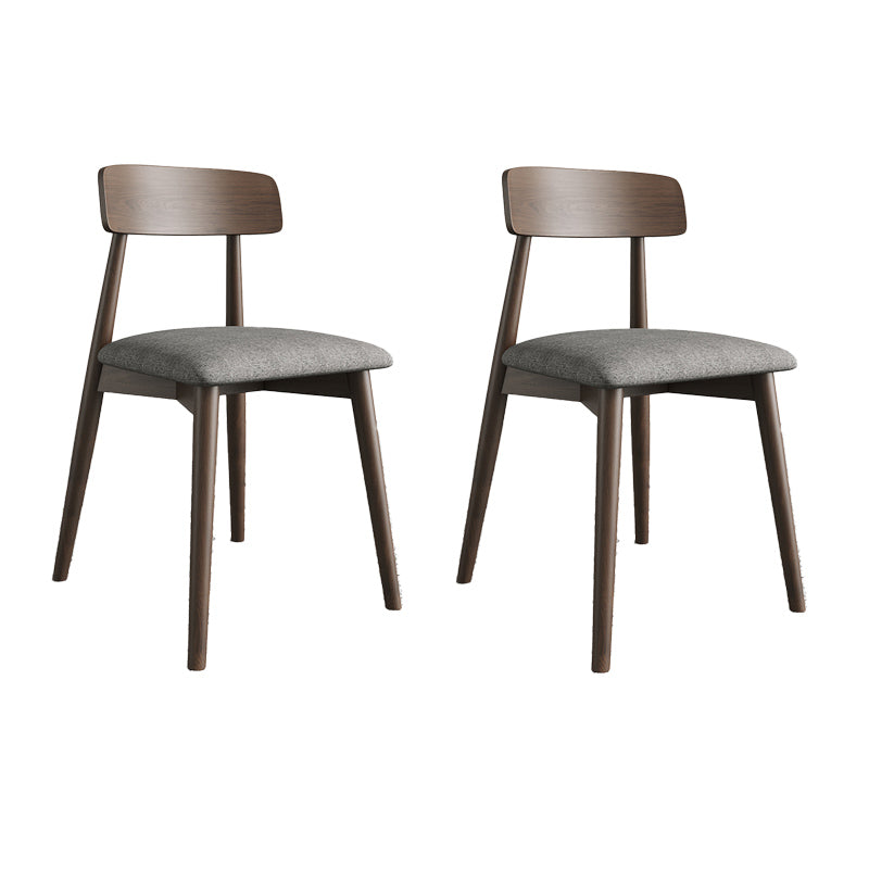 Modern Open Back Side Chair Upholstered Dining Chair with Wooden Base