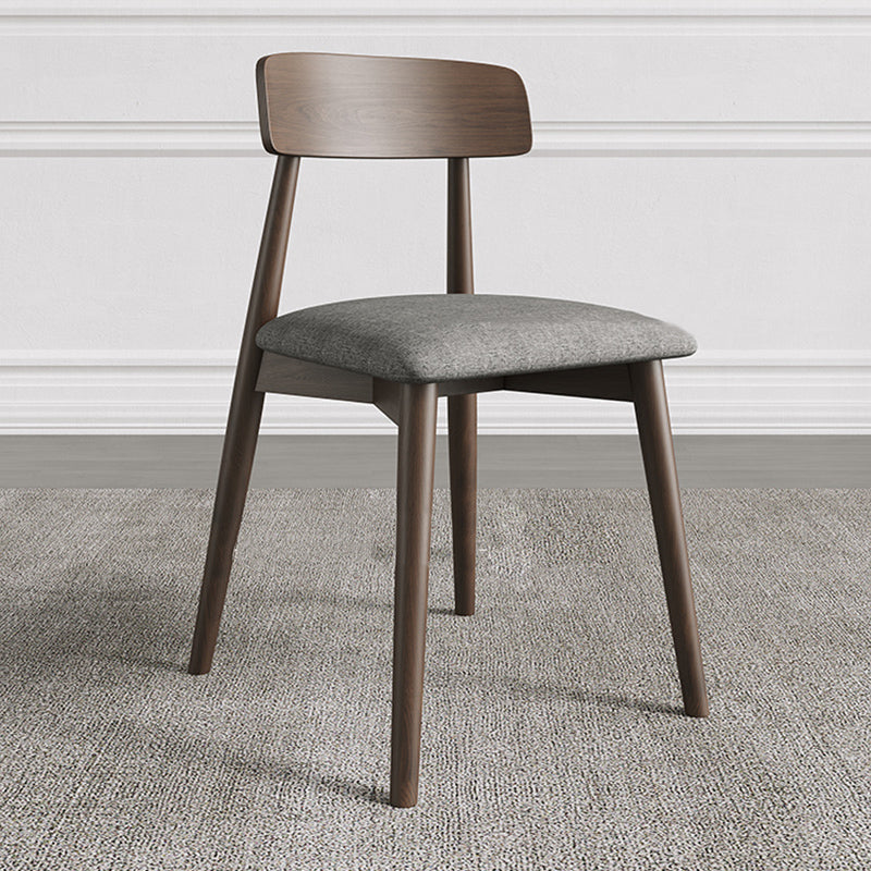 Modern Open Back Side Chair Upholstered Dining Chair with Wooden Base