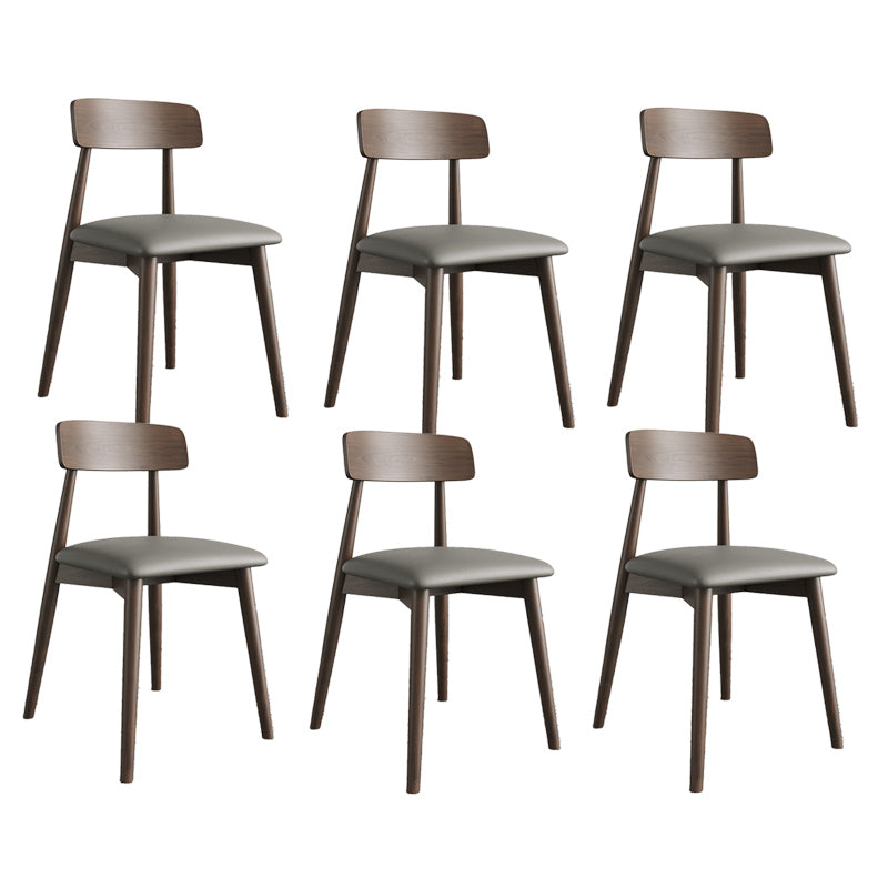 Modern Open Back Side Chair Upholstered Dining Chair with Wooden Base