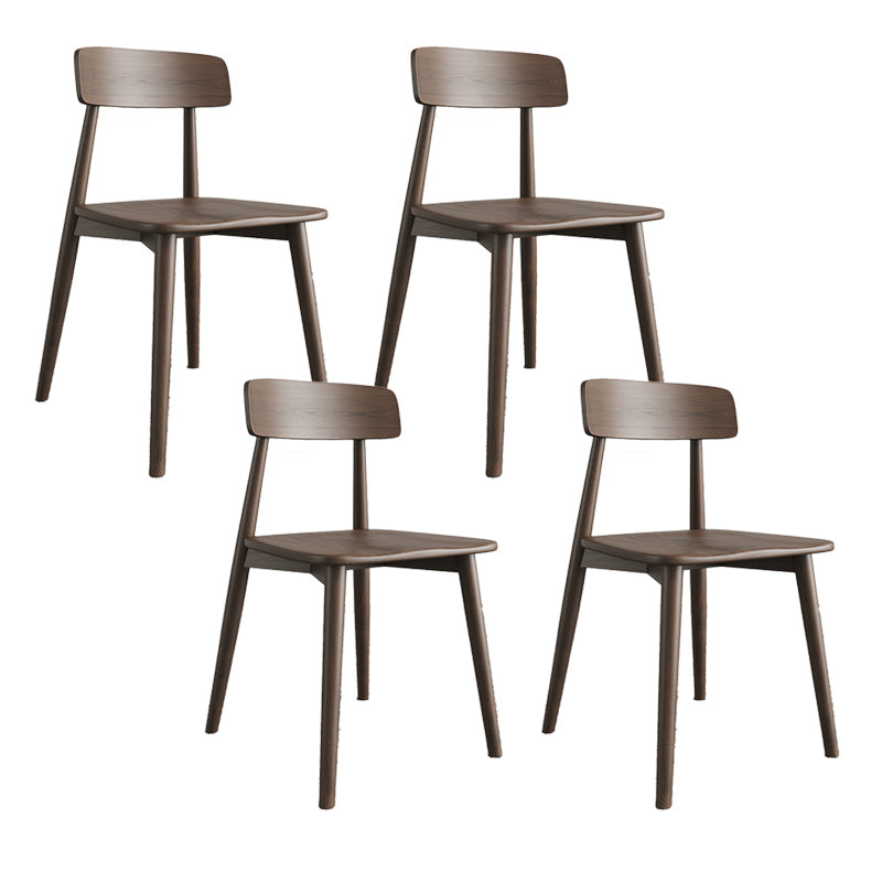 Modern Open Back Side Chair Upholstered Dining Chair with Wooden Base