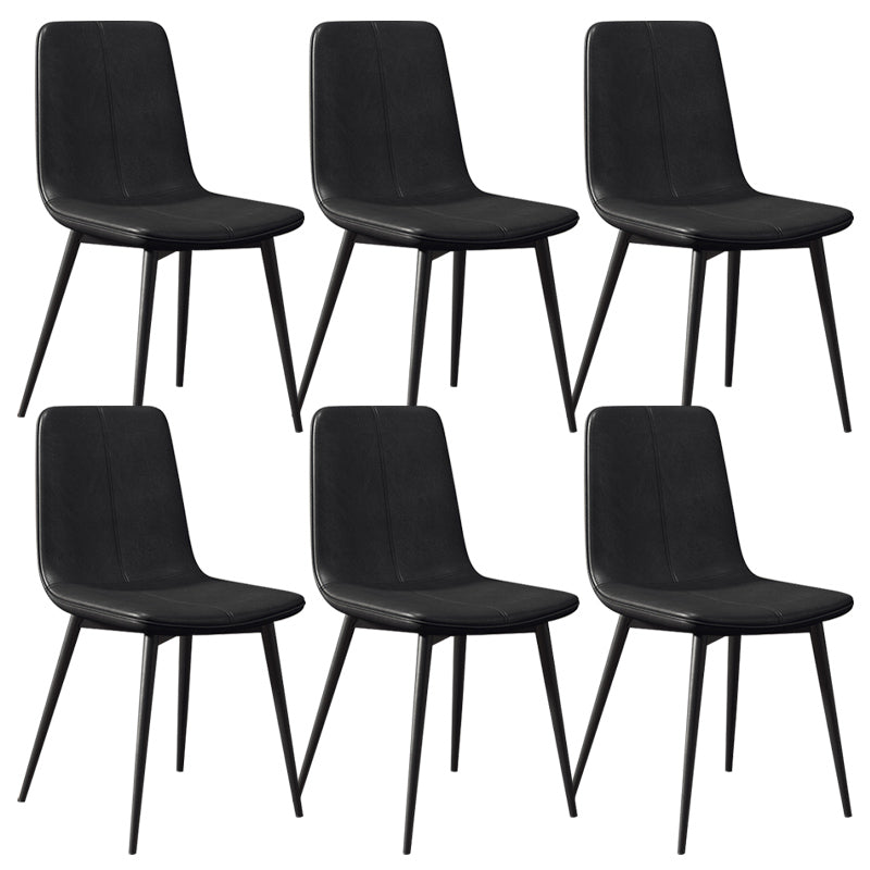 Glam Style Dining Chair Faux Leather Dining Side Chair with Metal Legs