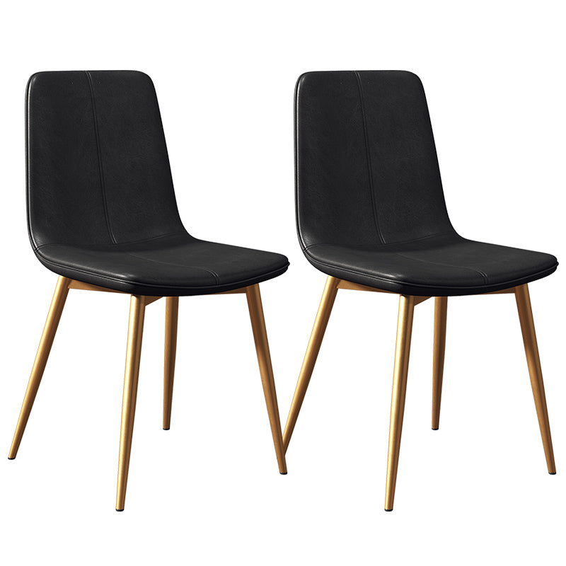 Glam Style Dining Chair Faux Leather Dining Side Chair with Metal Legs