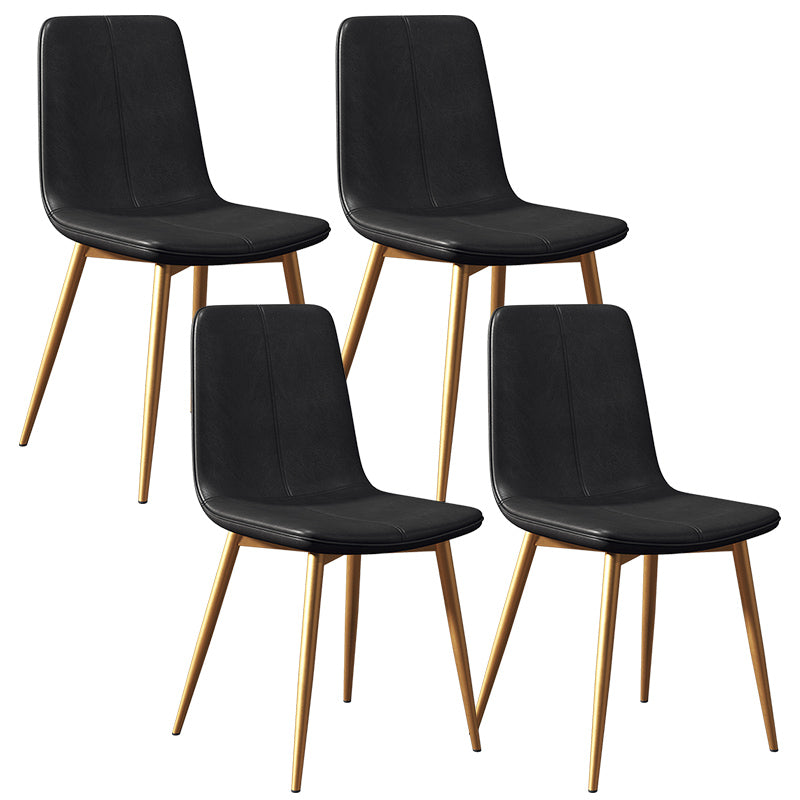 Glam Style Dining Chair Faux Leather Dining Side Chair with Metal Legs