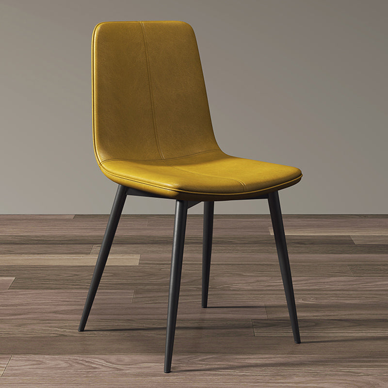 Glam Style Dining Chair Faux Leather Dining Side Chair with Metal Legs