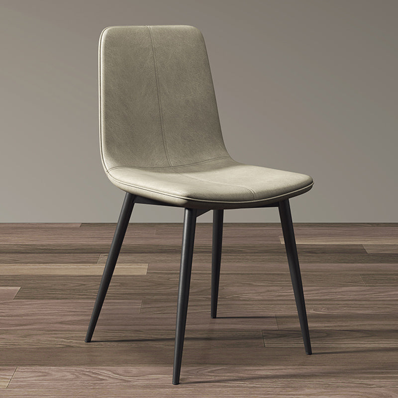 Glam Style Dining Chair Faux Leather Dining Side Chair with Metal Legs