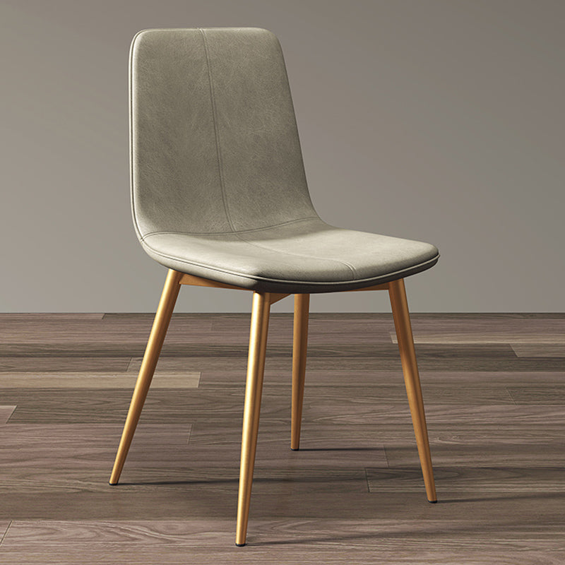 Glam Style Dining Chair Faux Leather Dining Side Chair with Metal Legs