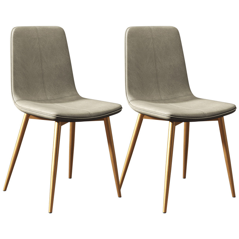 Glam Style Dining Chair Faux Leather Dining Side Chair with Metal Legs