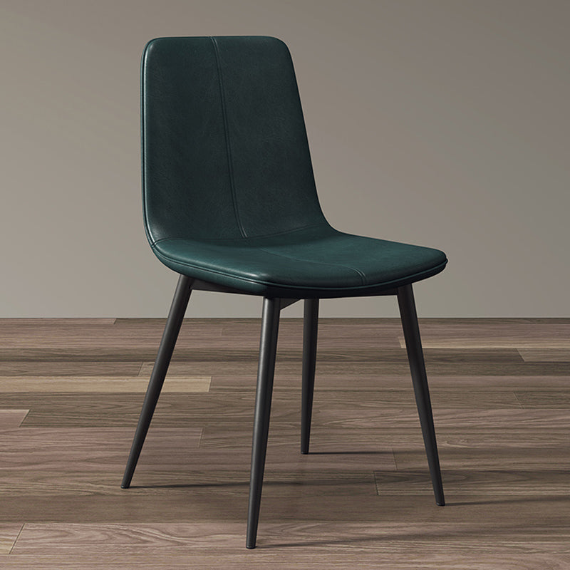 Glam Style Dining Chair Faux Leather Dining Side Chair with Metal Legs