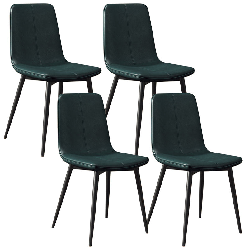 Glam Style Dining Chair Faux Leather Dining Side Chair with Metal Legs