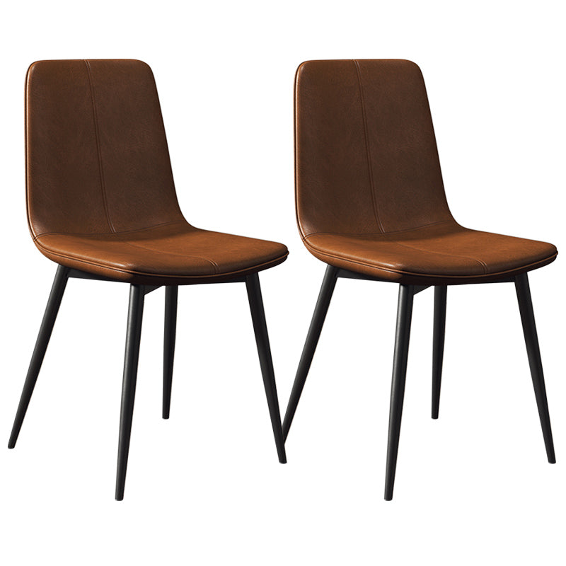 Glam Style Dining Chair Faux Leather Dining Side Chair with Metal Legs