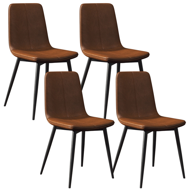 Glam Style Dining Chair Faux Leather Dining Side Chair with Metal Legs