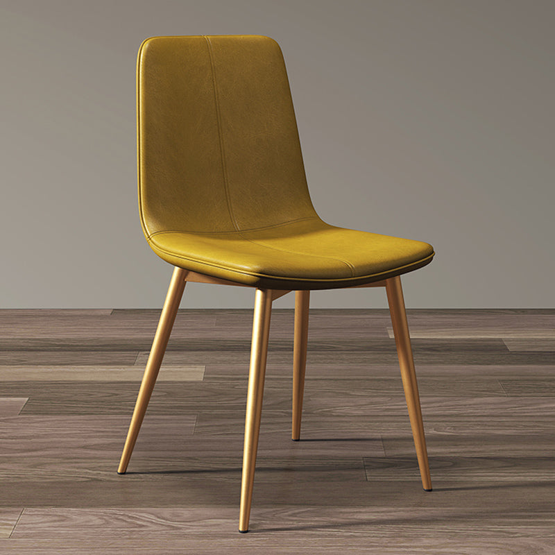 Glam Style Dining Chair Faux Leather Dining Side Chair with Metal Legs