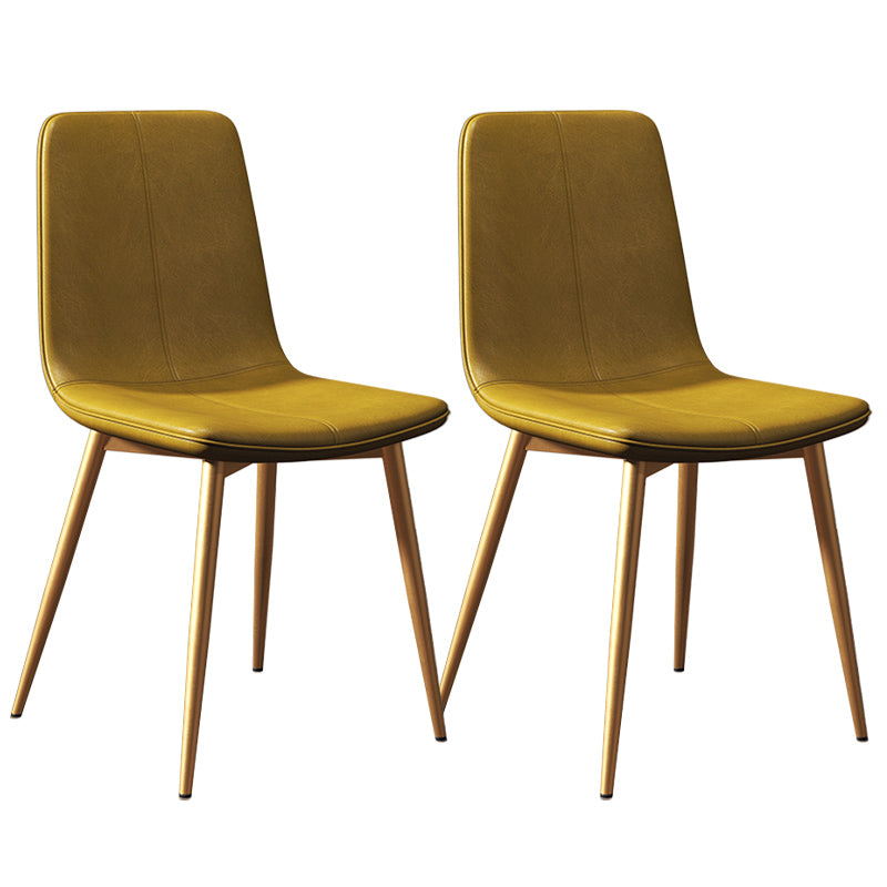 Glam Style Dining Chair Faux Leather Dining Side Chair with Metal Legs