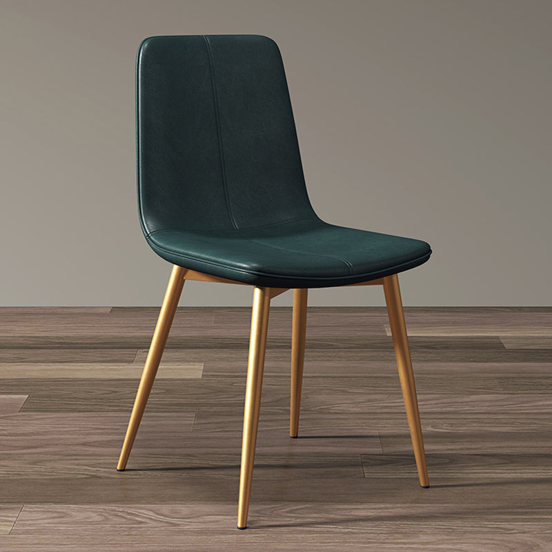 Glam Style Dining Chair Faux Leather Dining Side Chair with Metal Legs