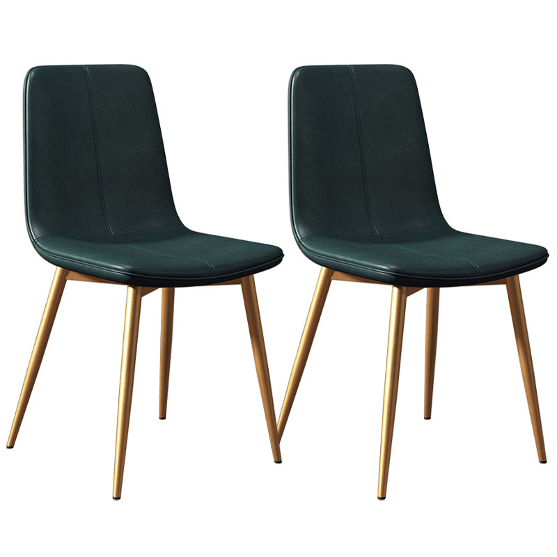 Glam Style Dining Chair Faux Leather Dining Side Chair with Metal Legs