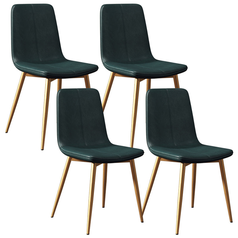 Glam Style Dining Chair Faux Leather Dining Side Chair with Metal Legs