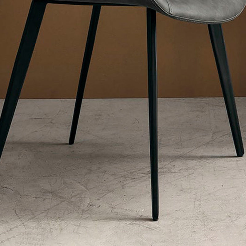 Industrial Dining Chair with Metal Frame Matte Finish Solid Back Side Chair