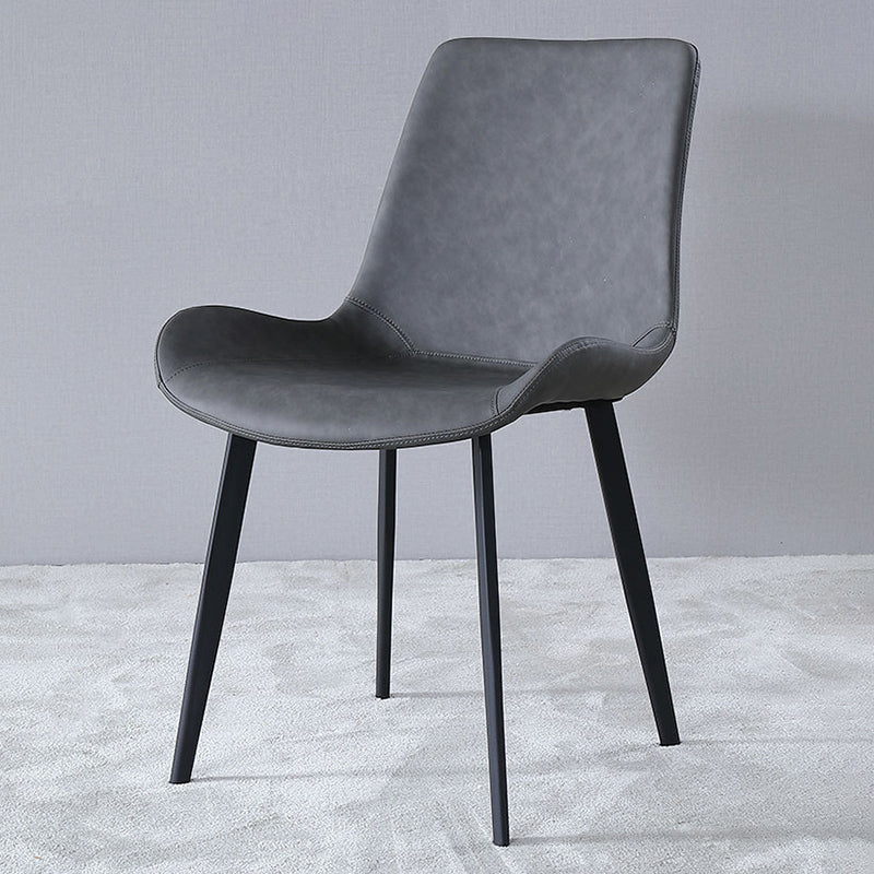 Industrial Dining Chair with Metal Frame Matte Finish Solid Back Side Chair