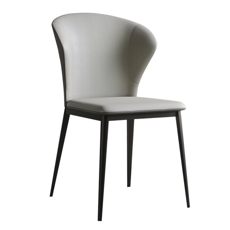 Industrial Armless Dining Chairs Black Metal Legs Wingback Side Chair