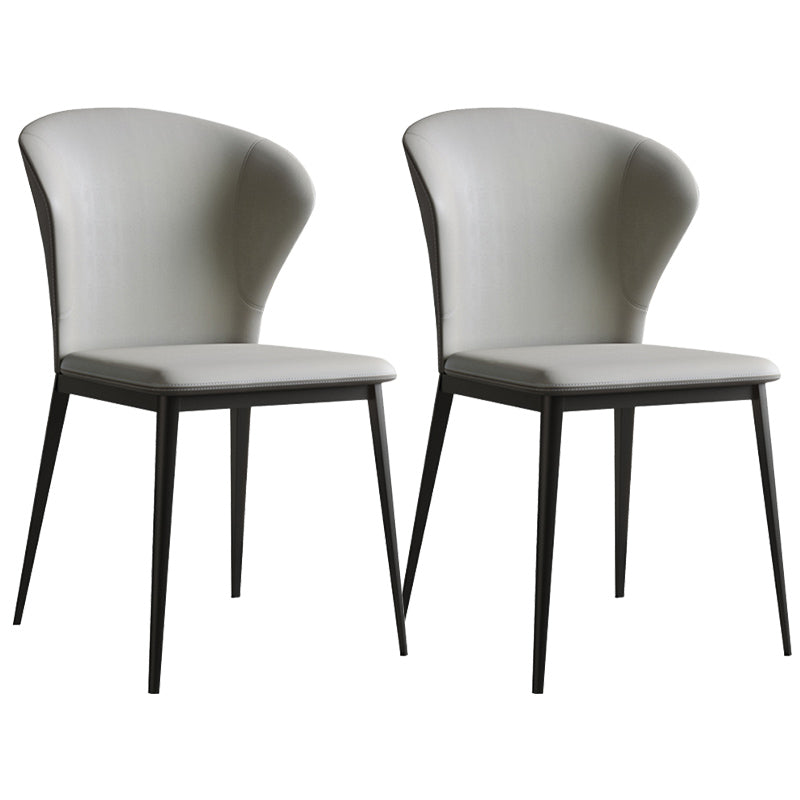 Industrial Armless Dining Chairs Black Metal Legs Wingback Side Chair