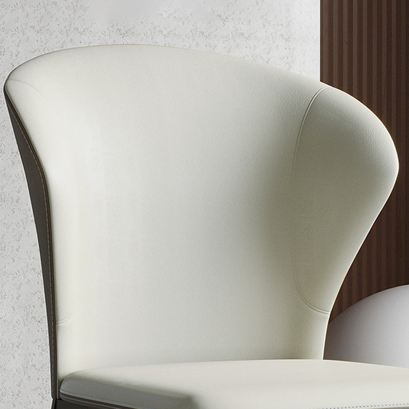 Industrial Armless Dining Chairs Black Metal Legs Wingback Side Chair