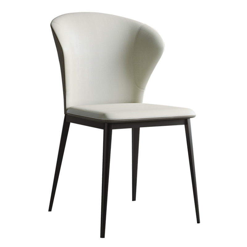 Industrial Armless Dining Chairs Black Metal Legs Wingback Side Chair