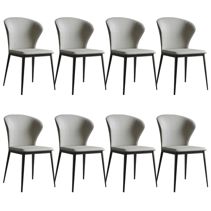 Industrial Armless Dining Chairs Black Metal Legs Wingback Side Chair