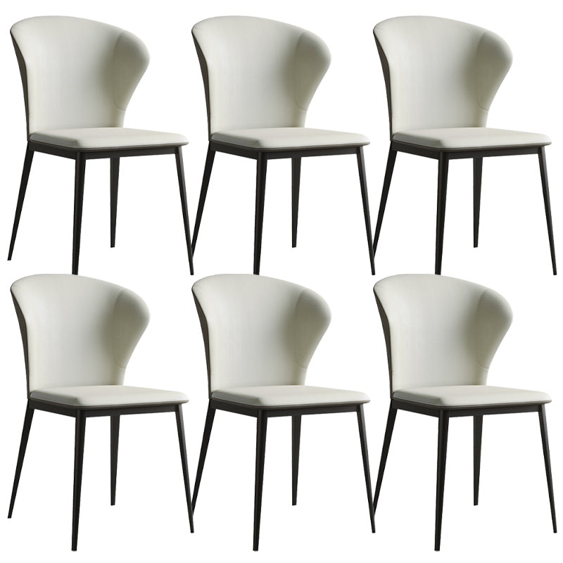 Industrial Armless Dining Chairs Black Metal Legs Wingback Side Chair