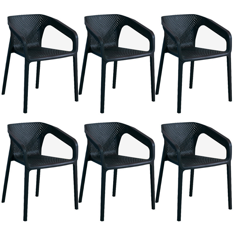 Modern Style Plastic Dining Armchair Open Back Stackable Dining Arm Chair