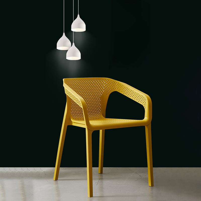 Modern Style Plastic Dining Armchair Open Back Stackable Dining Arm Chair