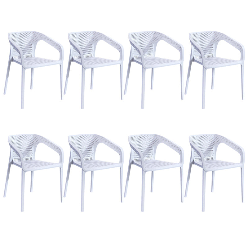 Modern Style Plastic Dining Armchair Open Back Stackable Dining Arm Chair