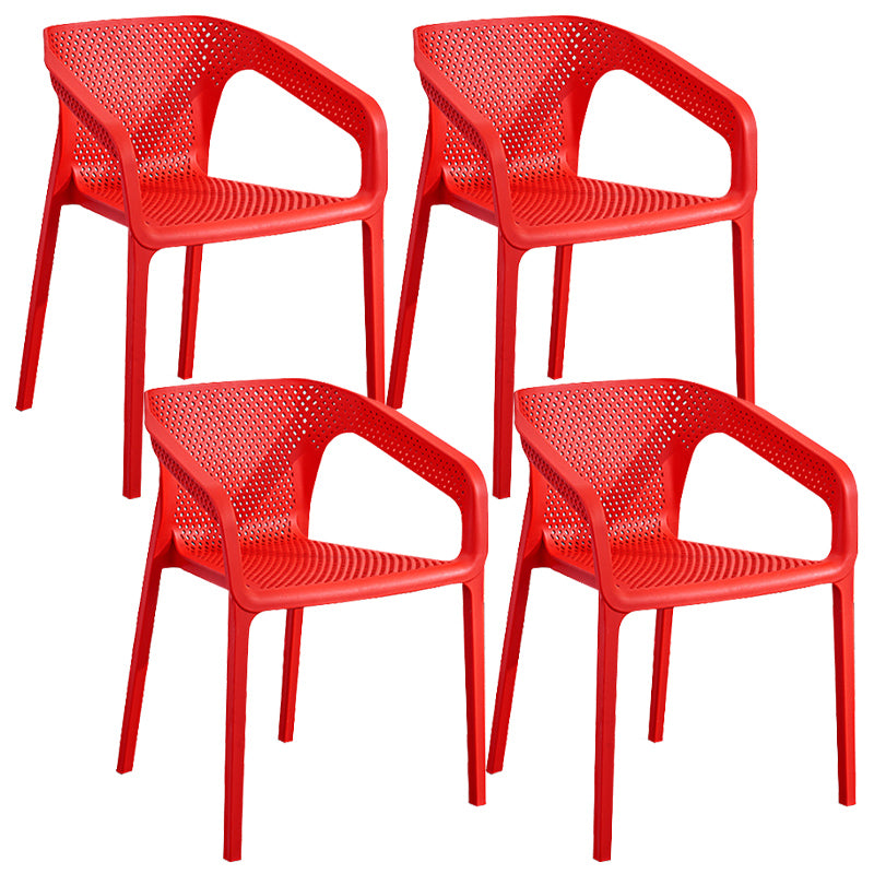 Modern Style Plastic Dining Armchair Open Back Stackable Dining Arm Chair