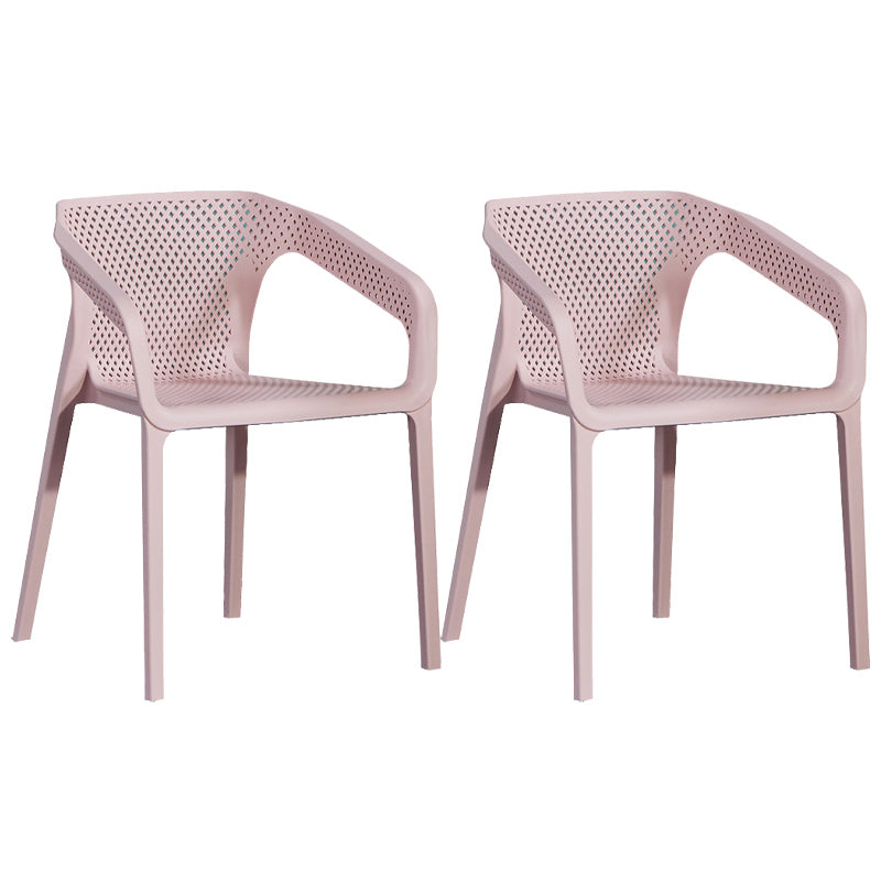 Modern Style Plastic Dining Armchair Open Back Stackable Dining Arm Chair