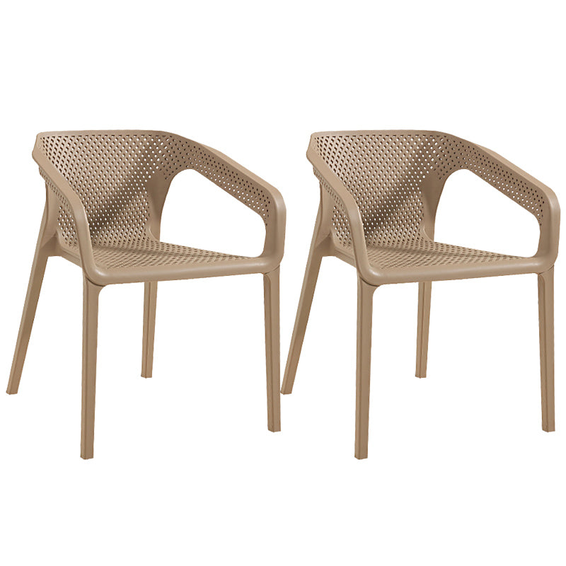 Modern Style Plastic Dining Armchair Open Back Stackable Dining Arm Chair