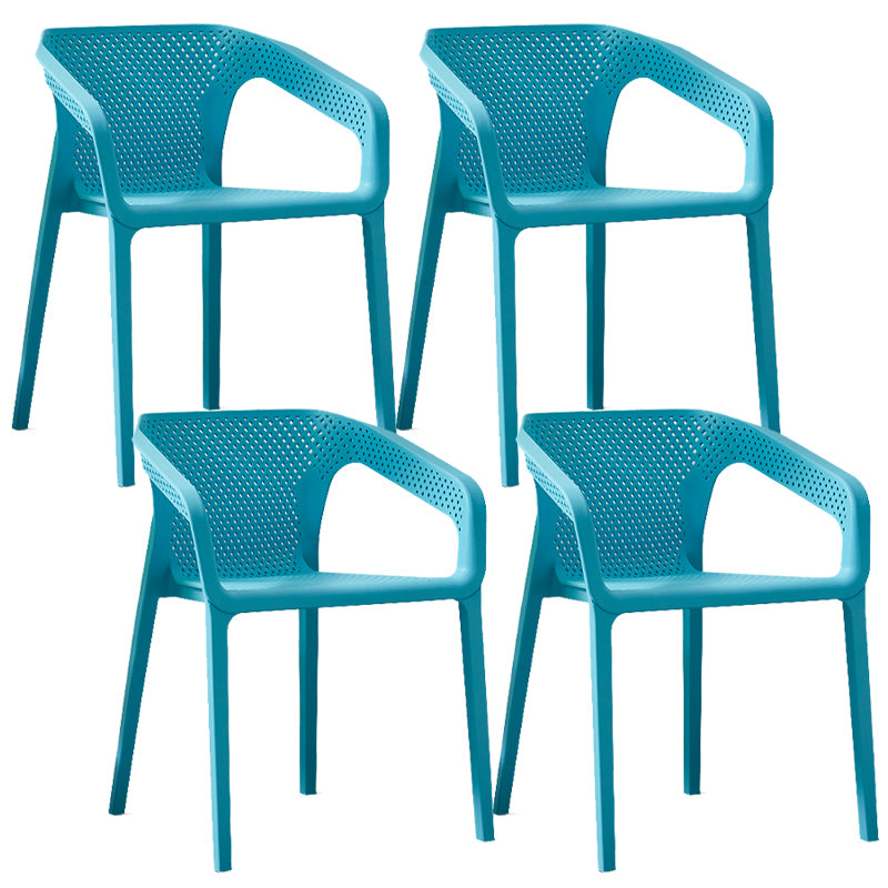 Modern Style Plastic Dining Armchair Open Back Stackable Dining Arm Chair