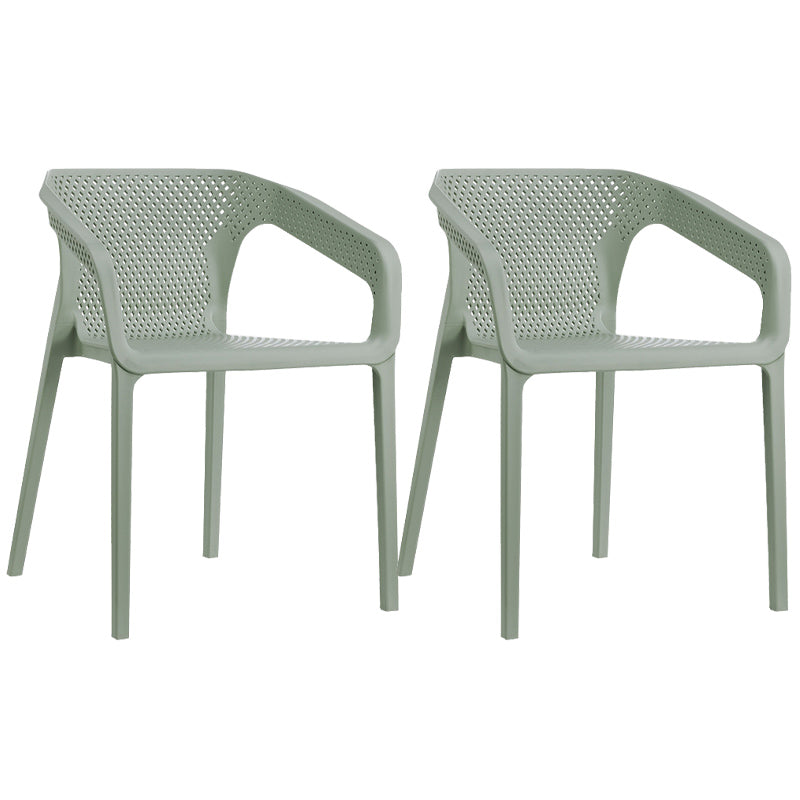 Modern Style Plastic Dining Armchair Open Back Stackable Dining Arm Chair