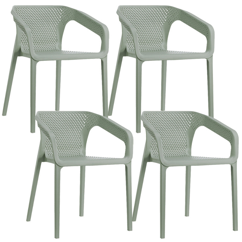 Modern Style Plastic Dining Armchair Open Back Stackable Dining Arm Chair