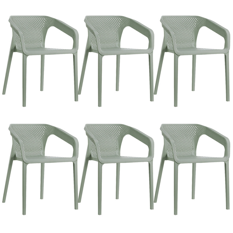 Modern Style Plastic Dining Armchair Open Back Stackable Dining Arm Chair