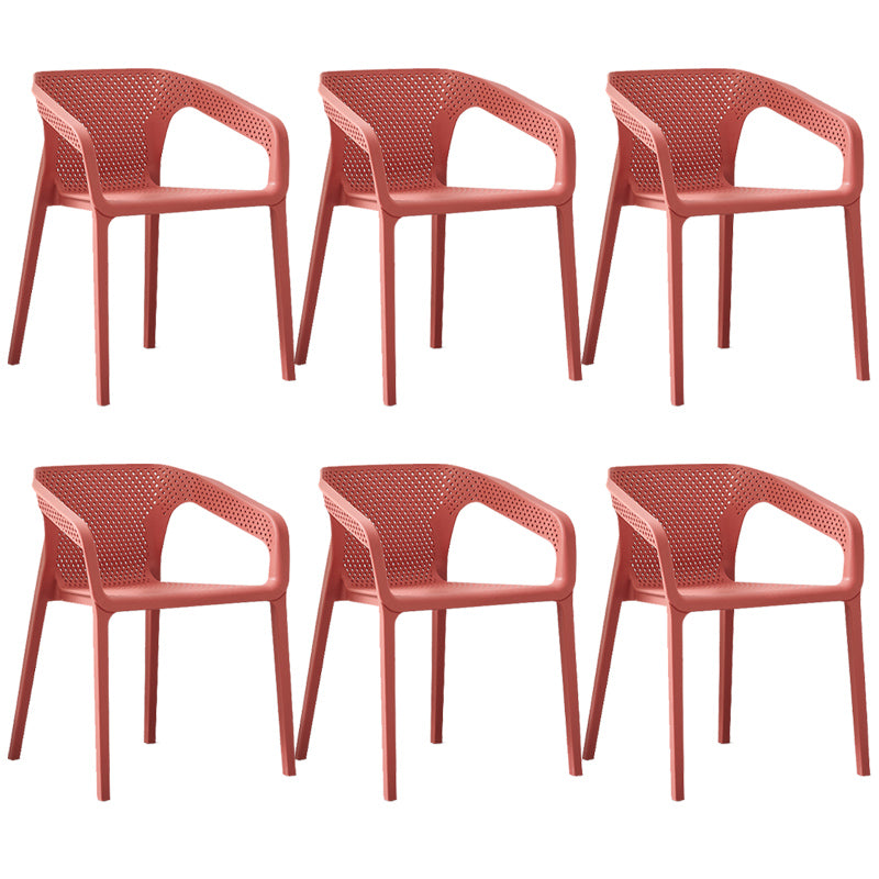 Modern Style Plastic Dining Armchair Open Back Stackable Dining Arm Chair