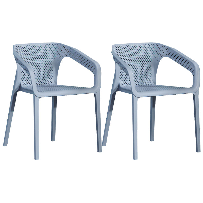 Modern Style Plastic Dining Armchair Open Back Stackable Dining Arm Chair